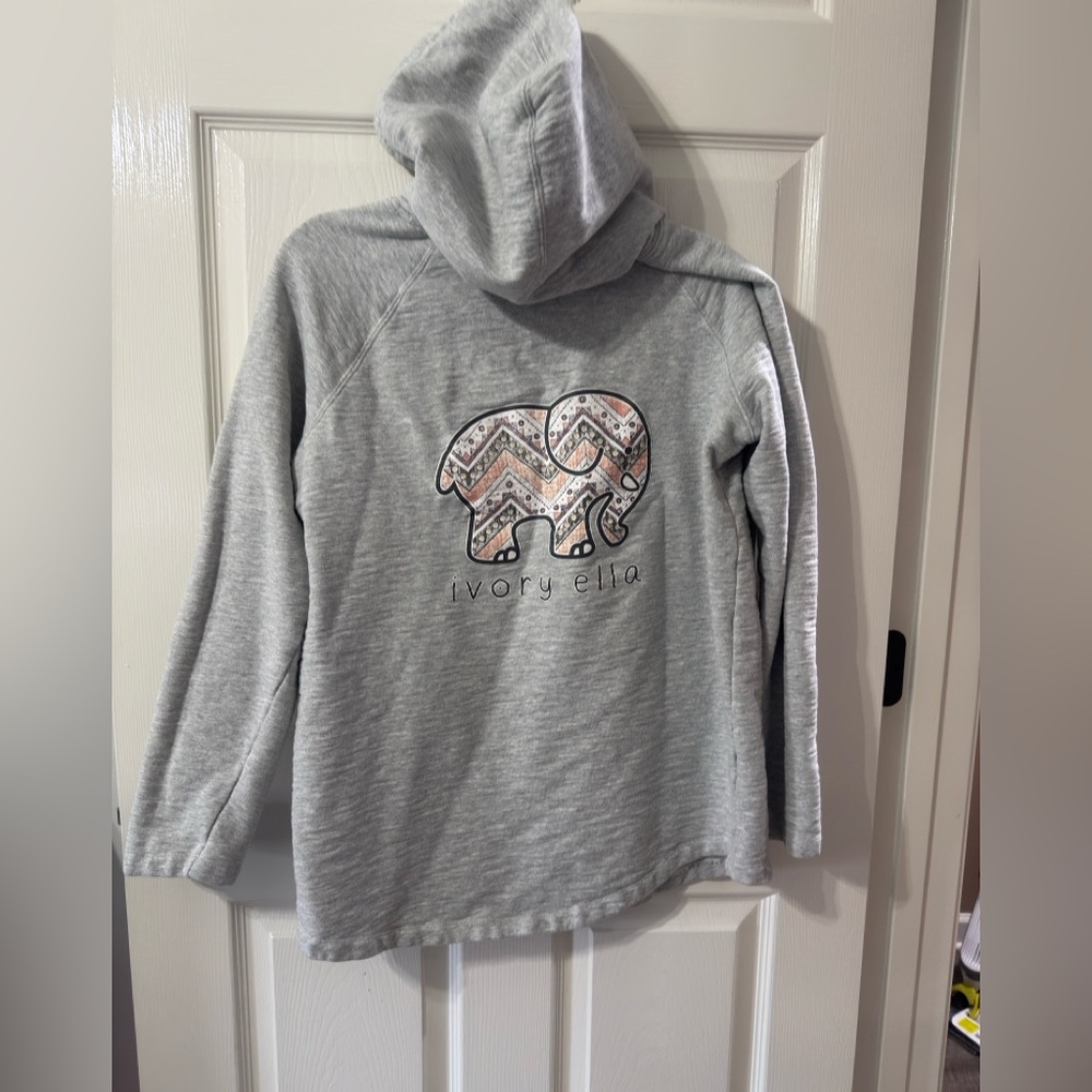 Ivory Ella Heather Gray Hoodie with Elephant Logo - Picture 3 of 3